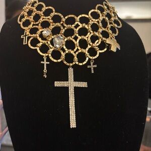 Gold Cross Statement Necklace
